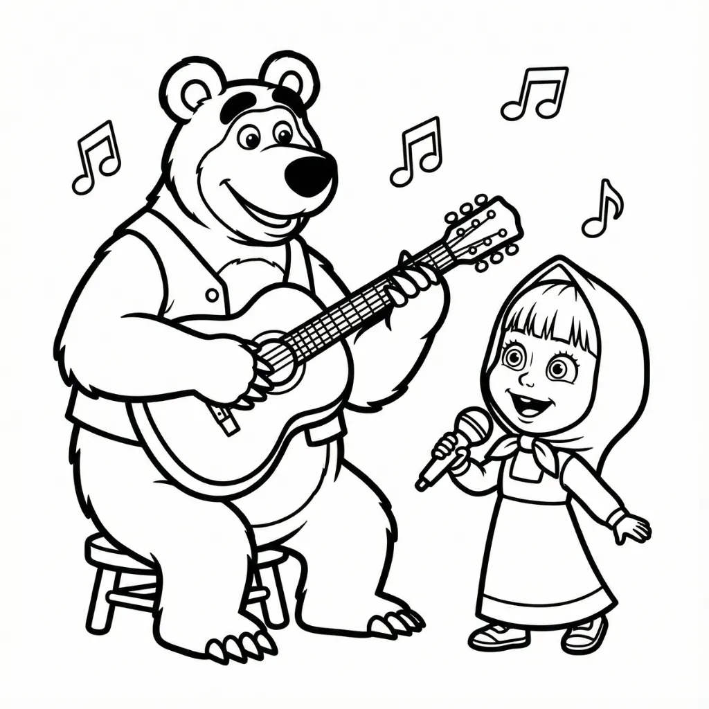 Masha y el Oso 4 para colorear para imprimir gratis