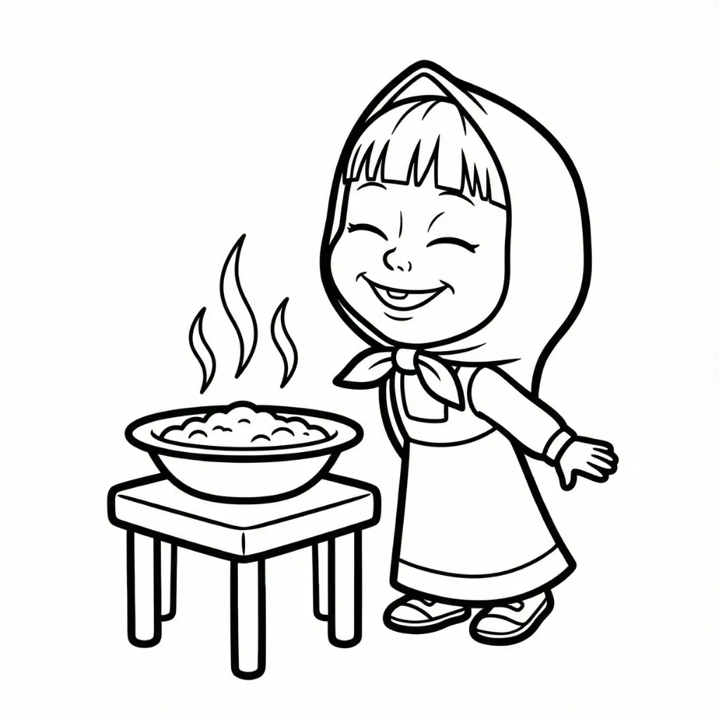 Masha y el Oso 6 para colorear para imprimir para niño de 4 años