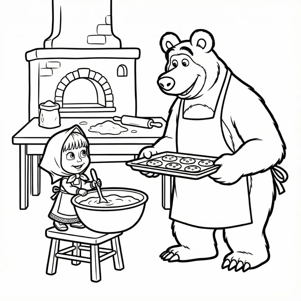 Masha y el Oso 7 para colorear gratis para imprimir