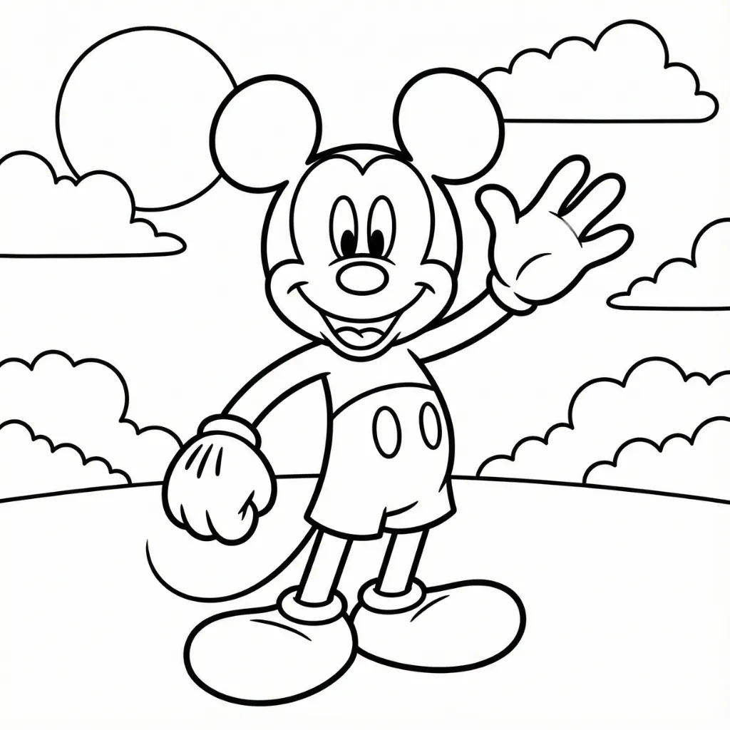 Mickey Mouse 9 para colorear para imprimir kawaii