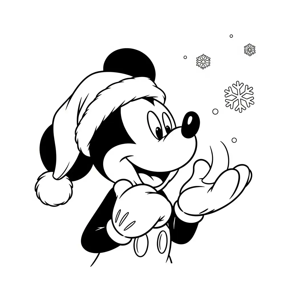 Mickey Mouse de Navidad para colorear para niño para imprimir 1