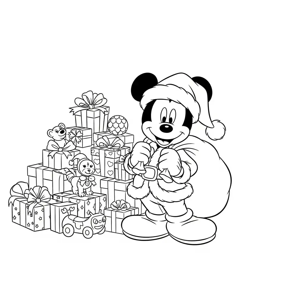 imprimir Mickey Mouse de Navidad para colorear