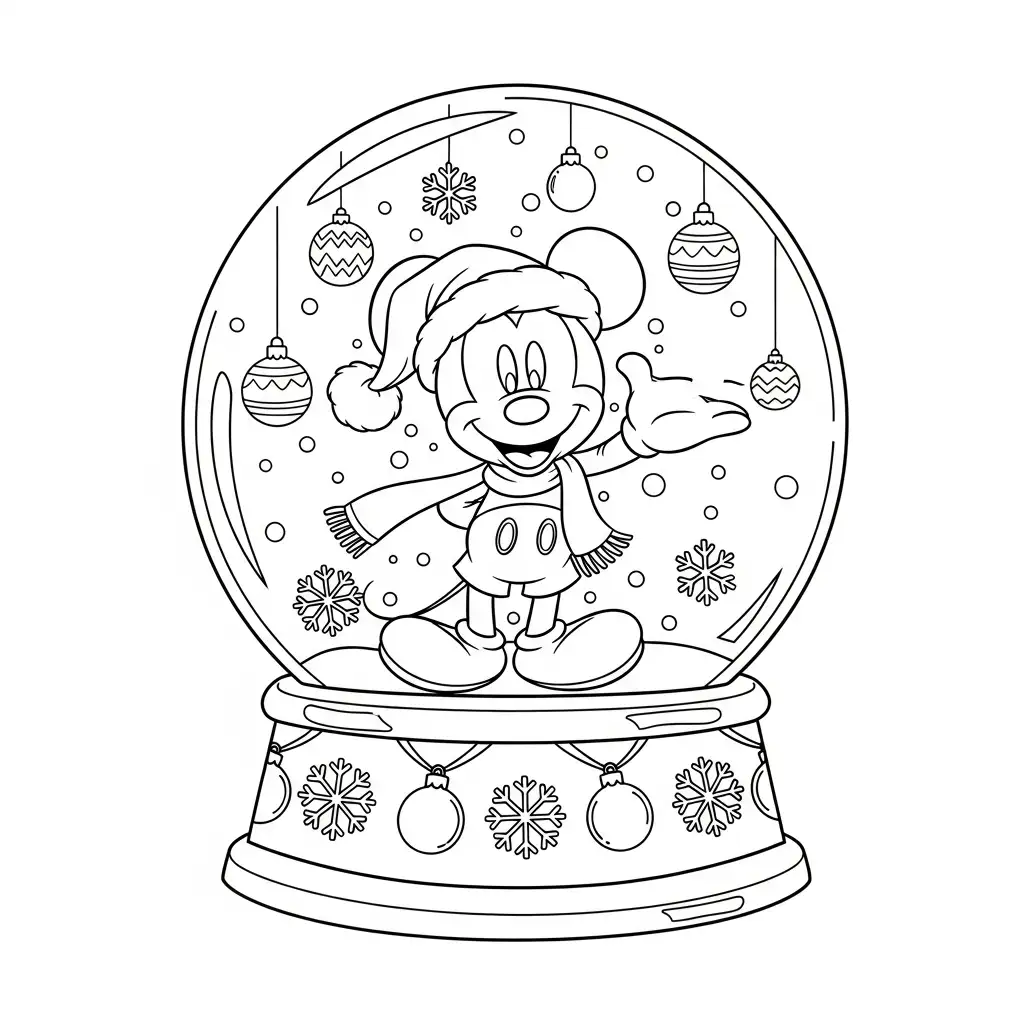 Mickey Mouse de Navidad para colorear para descargar