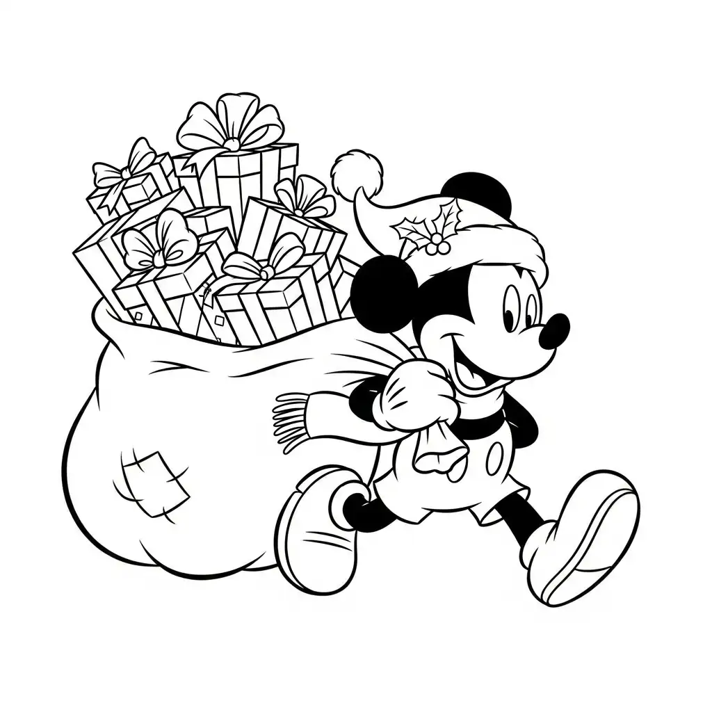 para imprimir Mickey Mouse de Navidad para colorear gratis