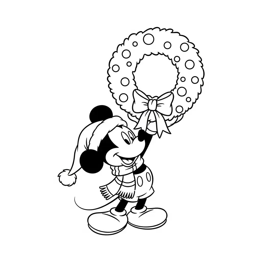 imprimir Mickey Mouse de Navidad para colorear para niño