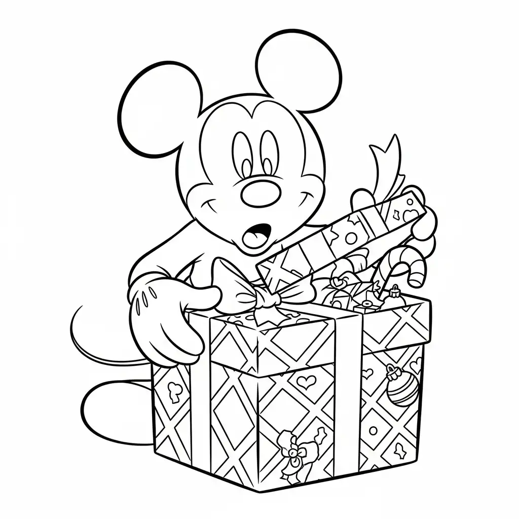 Mickey Mouse de Navidad para colorear para niños