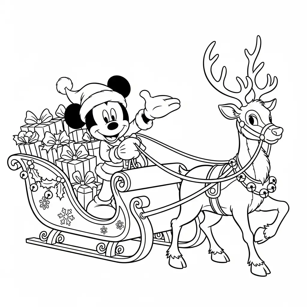 Mickey Mouse de Navidad para colorear para bebé para imprimir