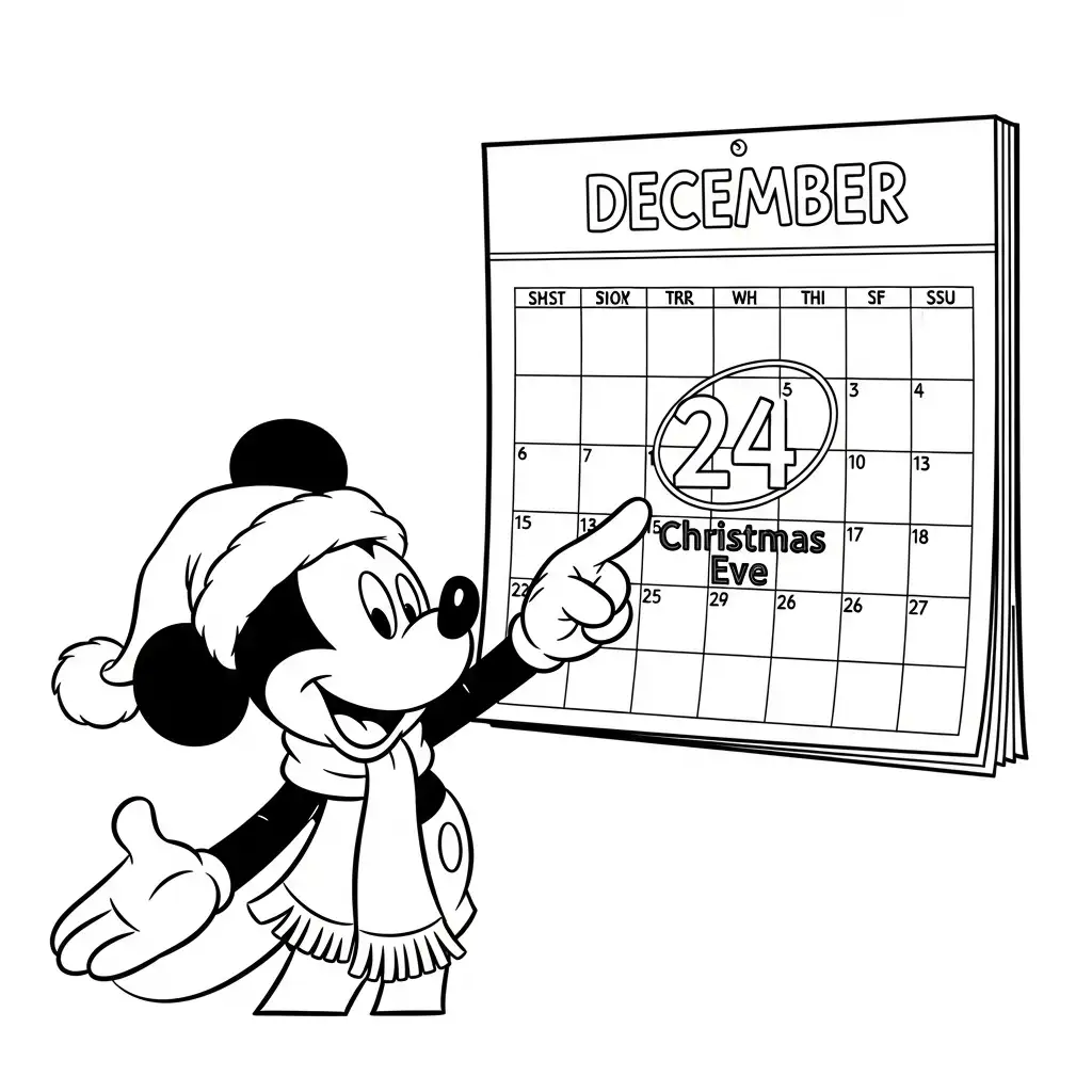 Mickey Mouse de Navidad para colorear en línea para niño