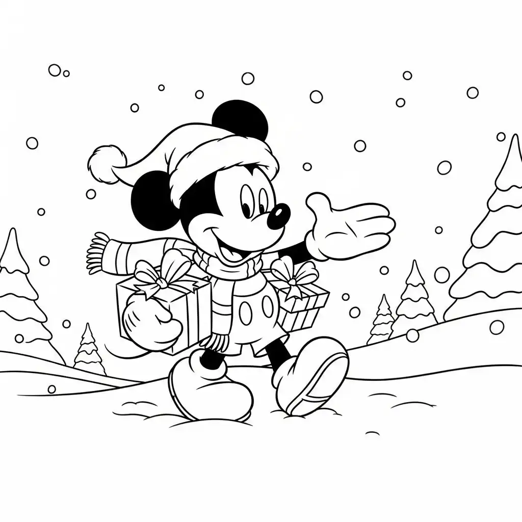 Mickey Mouse de Navidad para colorear para imprimir gratis