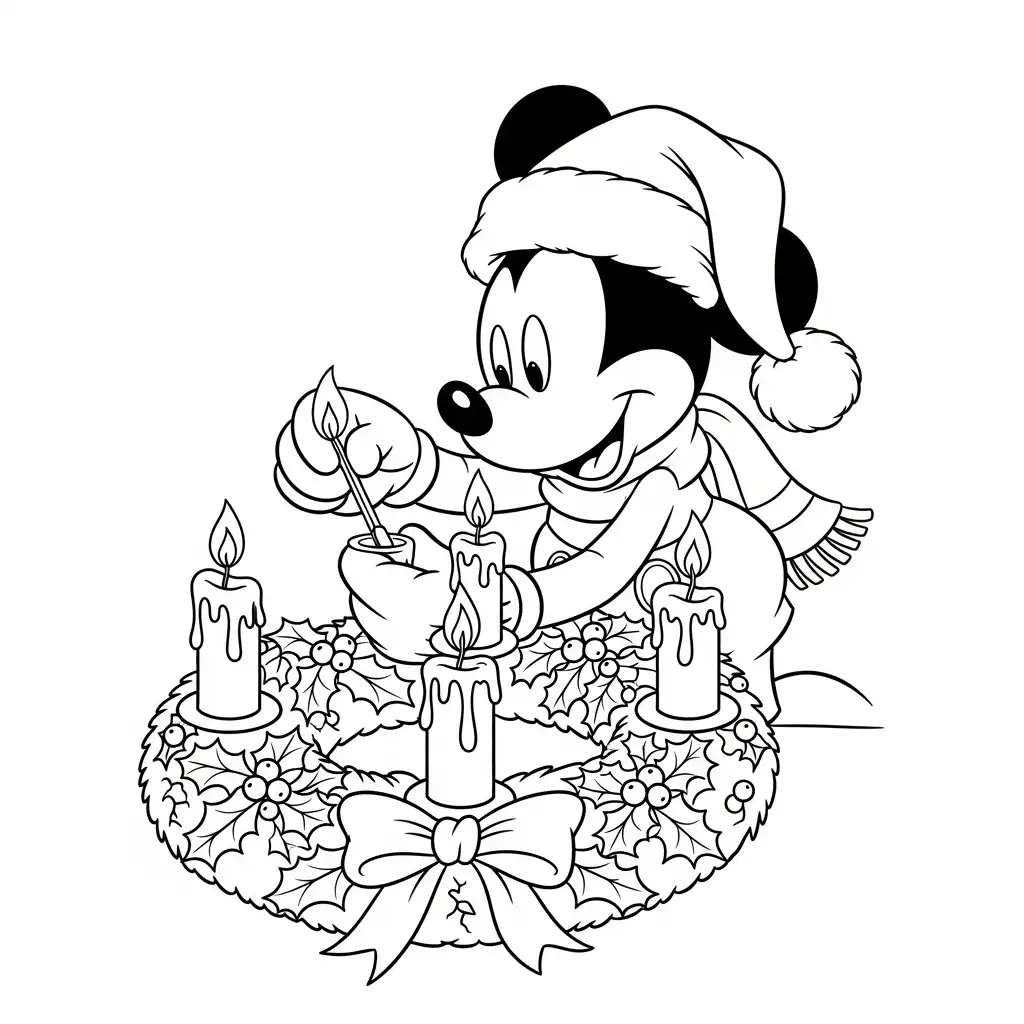 Mickey Mouse de Navidad para colorear para imprimir para niño de 9 años