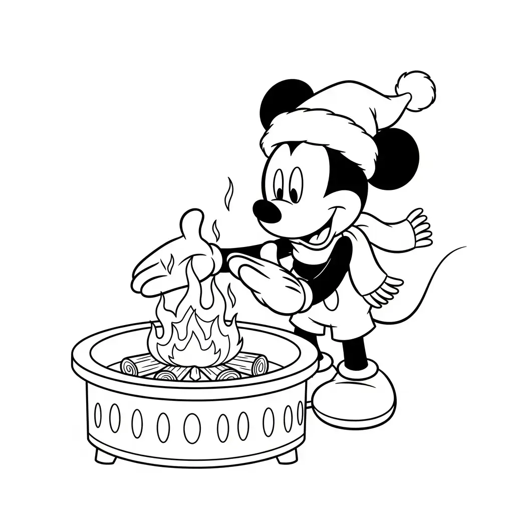 imprimir Mickey Mouse de Navidad para colorear gratis 1