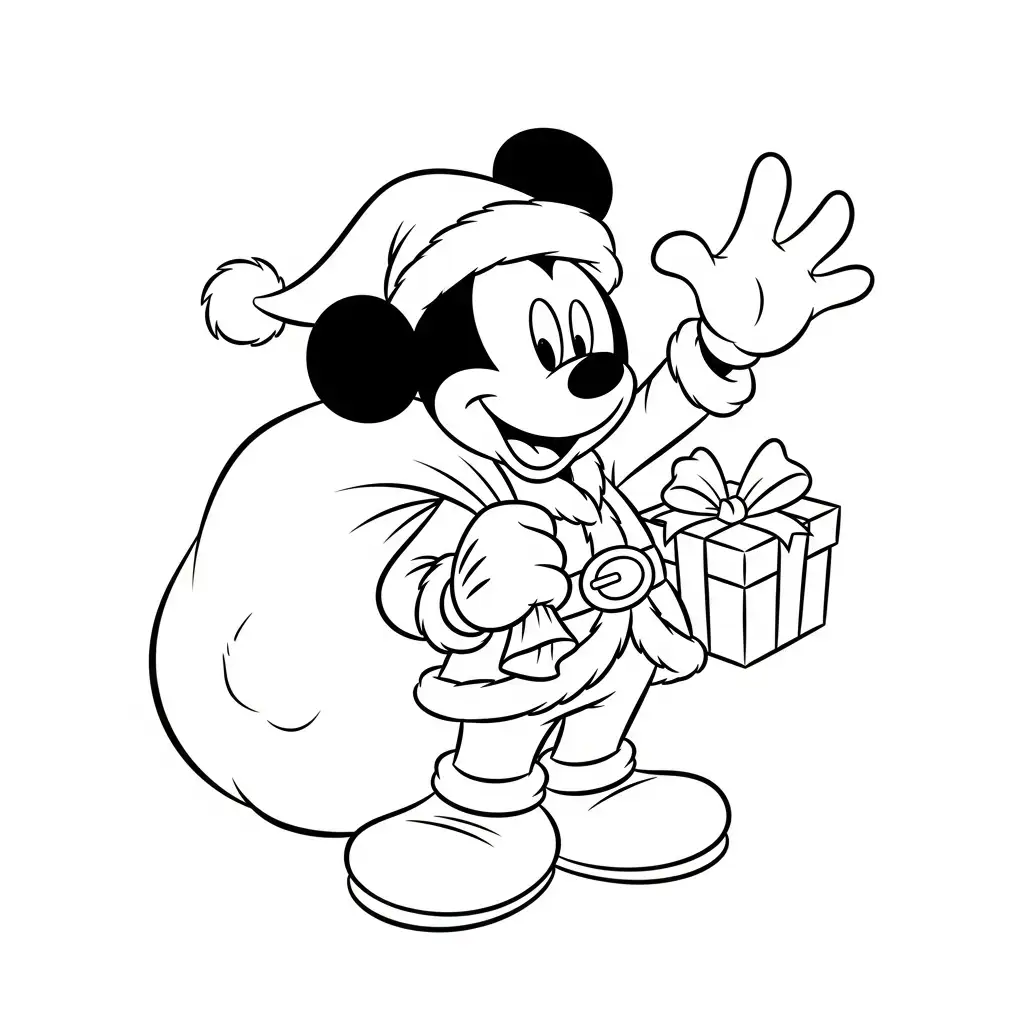Mickey Mouse de Navidad para colorear para niños para imprimir gratis
