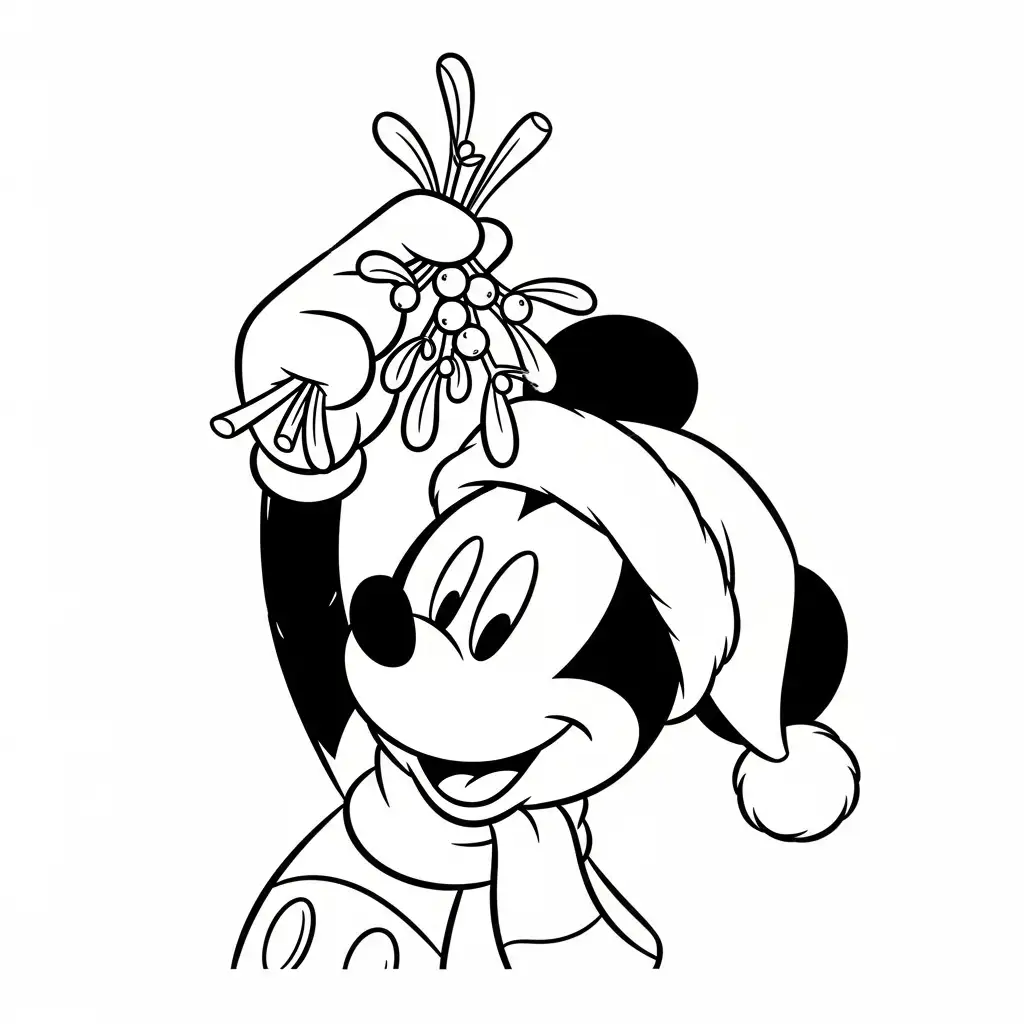 Mickey Mouse de Navidad para colorear para imprimir para niño de 2 años 1