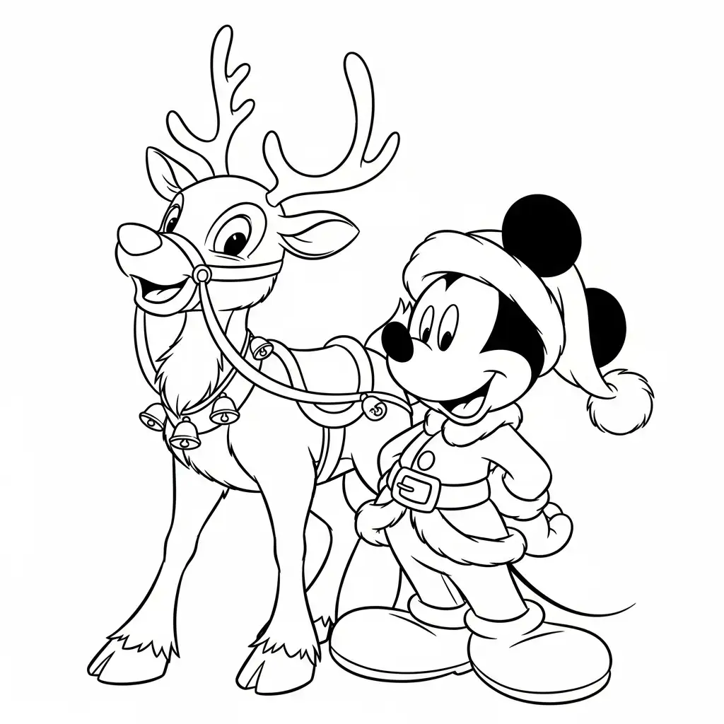 Mickey Mouse de Navidad para colorear para imprimir kawaii