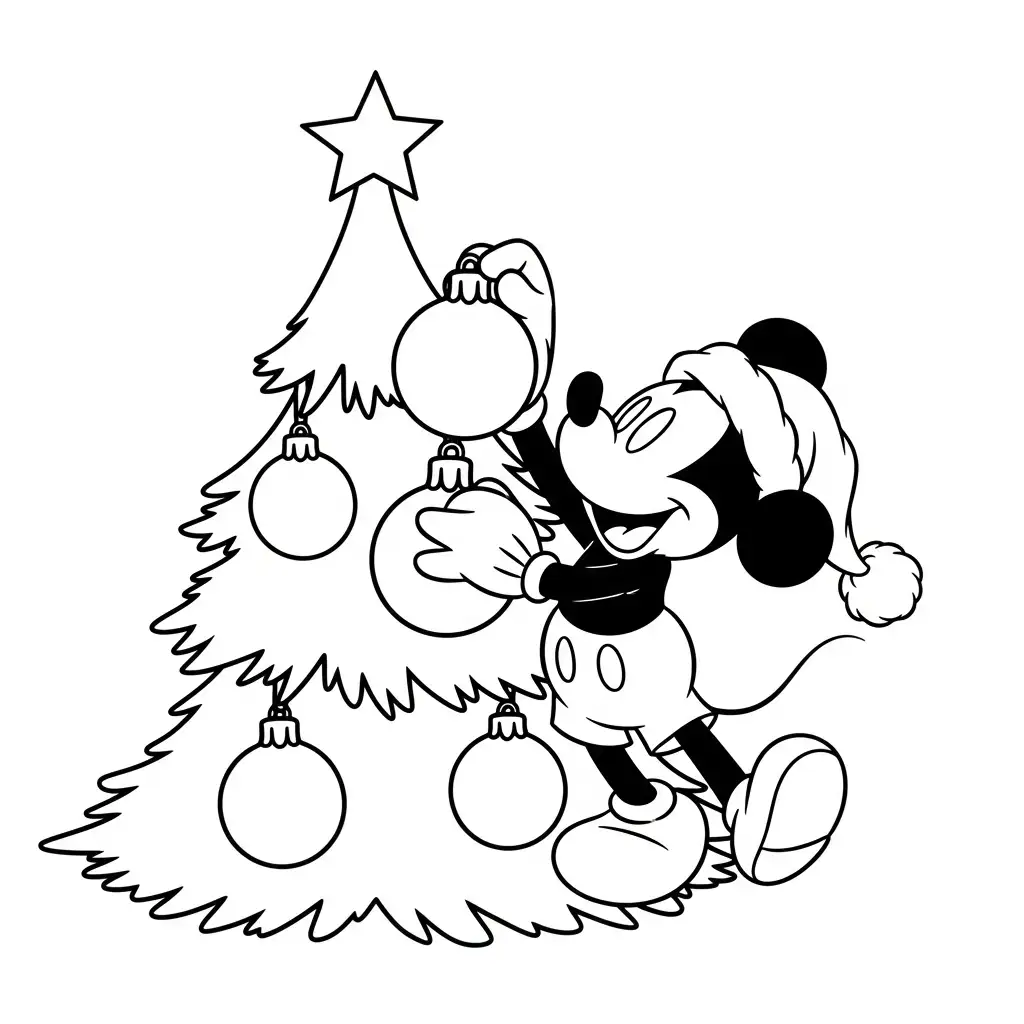 Mickey Mouse de Navidad para colorear para imprimir para niño de 4 años 1