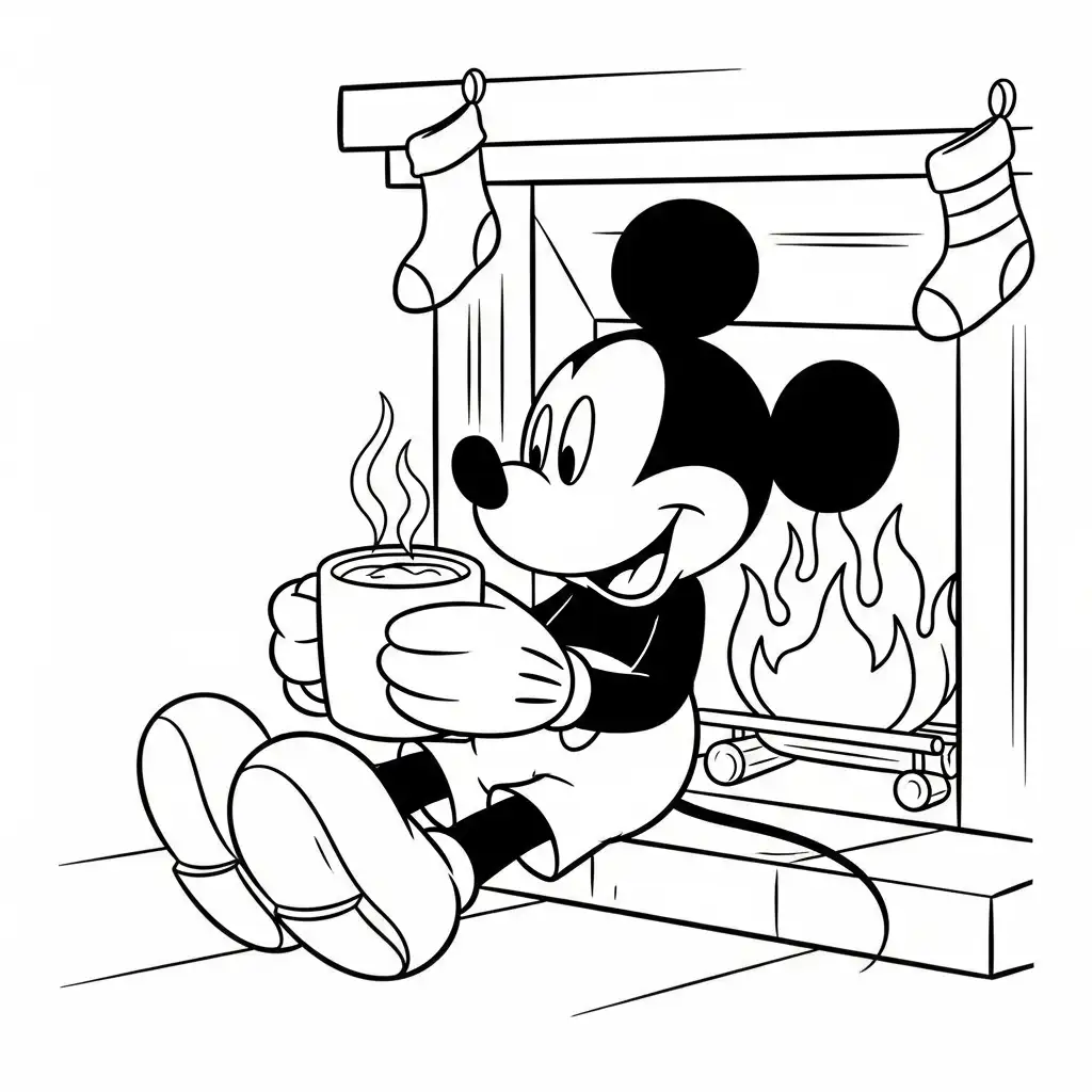 Mickey Mouse de Navidad de niño para colorear para imprimir