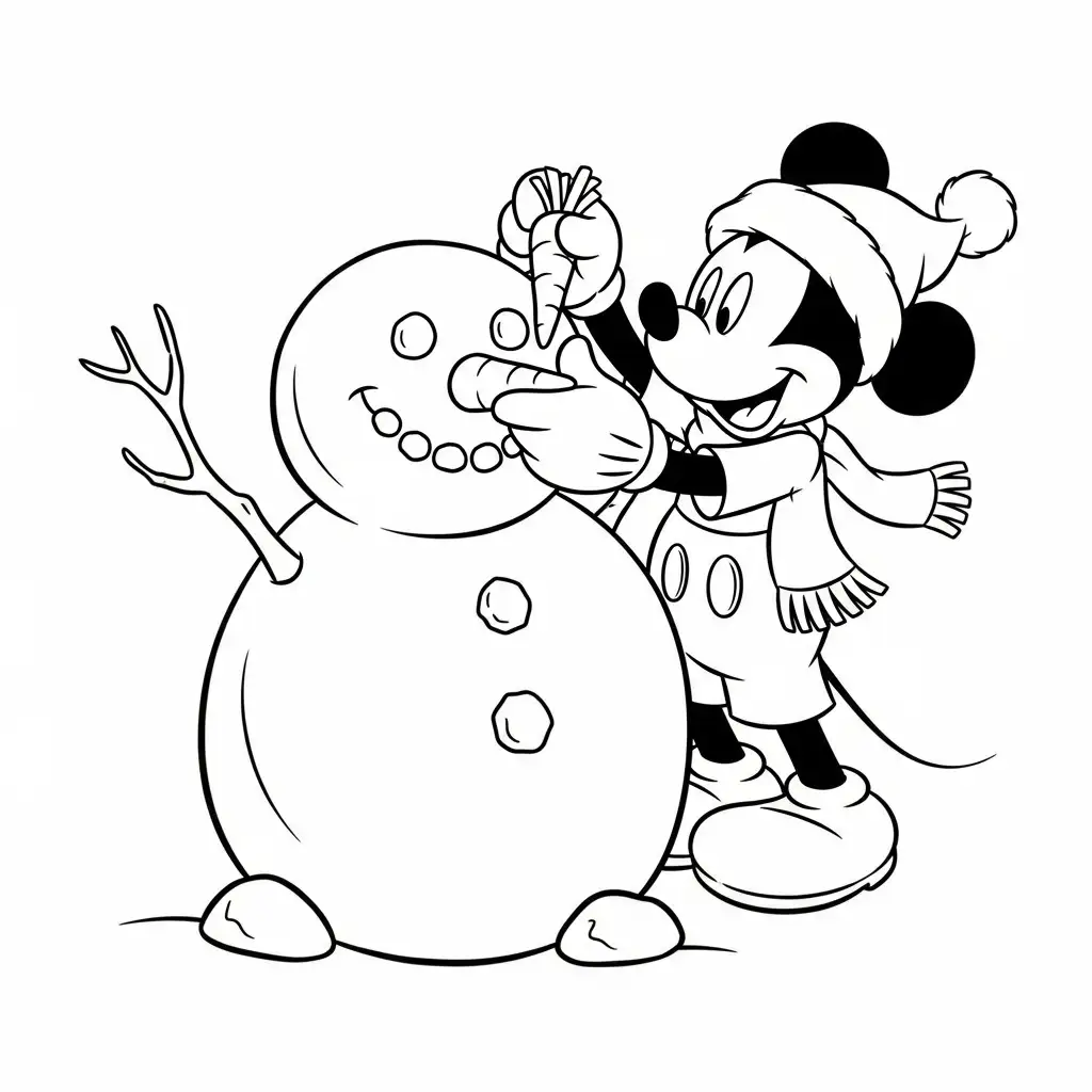 Mickey Mouse de Navidad para colorear gratis para imprimir