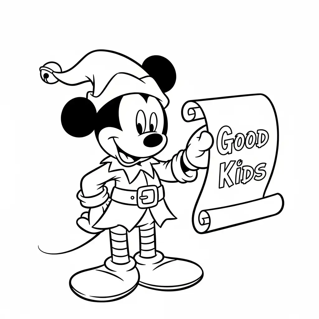 Mickey Mouse de Navidad para colorear para niño para imprimir