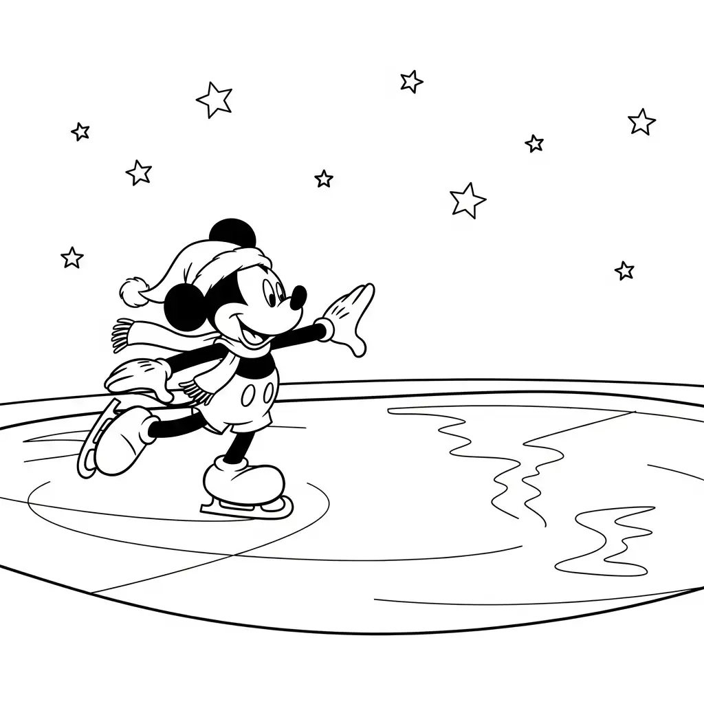 Mickey Mouse de Navidad para colorear y dibujo para imprimir