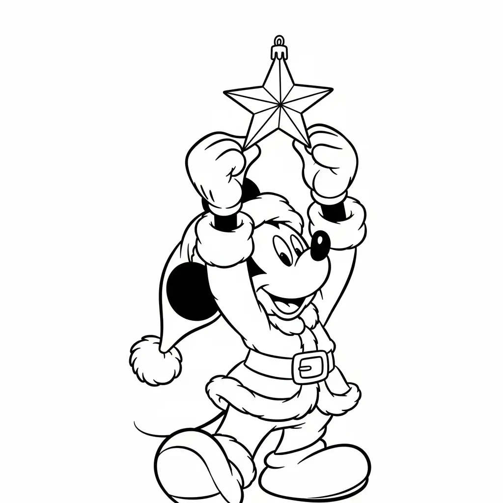 Mickey Mouse de Navidad para colorear para imprimir pdf gratis