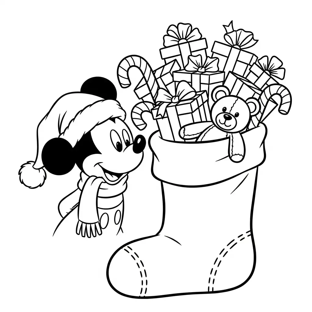 Mickey Mouse de Navidad para colorear para imprimir para niño de 2 años
