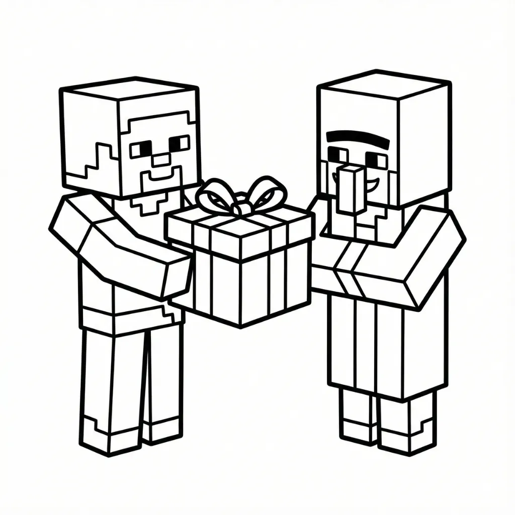 Minecraft de Navidad 10 para colorear y dibujo para imprimir