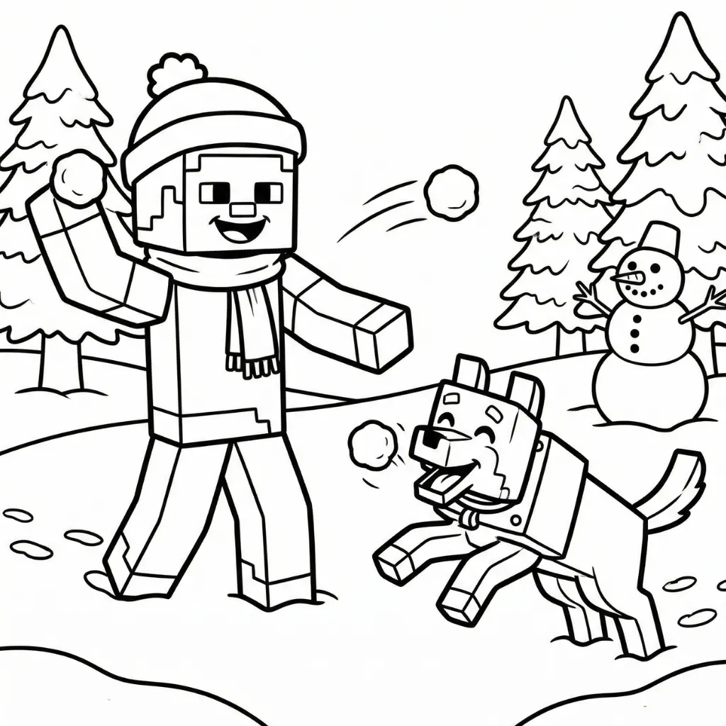 Minecraft de Navidad 12 para colorear para imprimir para niño de 4 años
