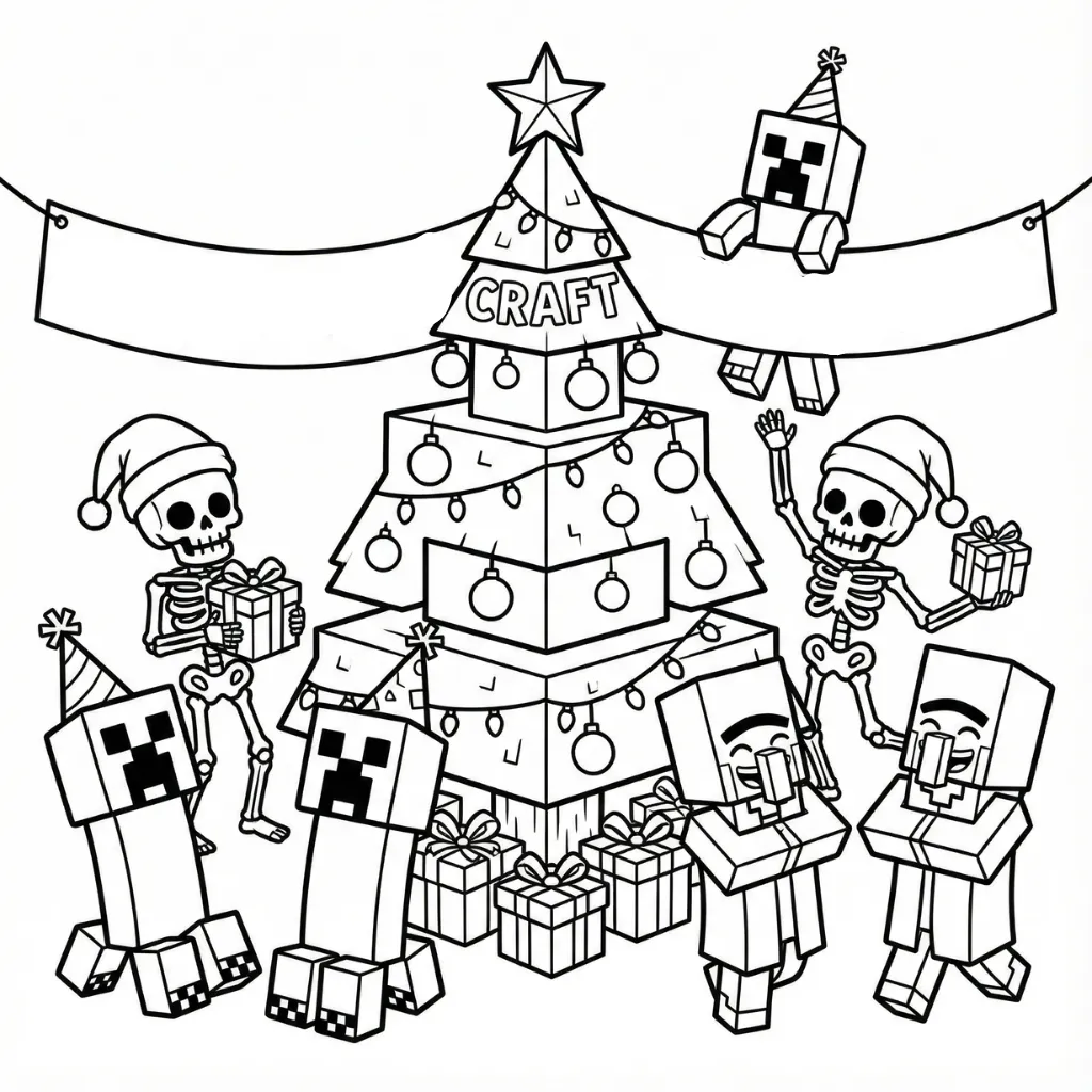 Minecraft de Navidad 13 para colorear para niño de 6 años