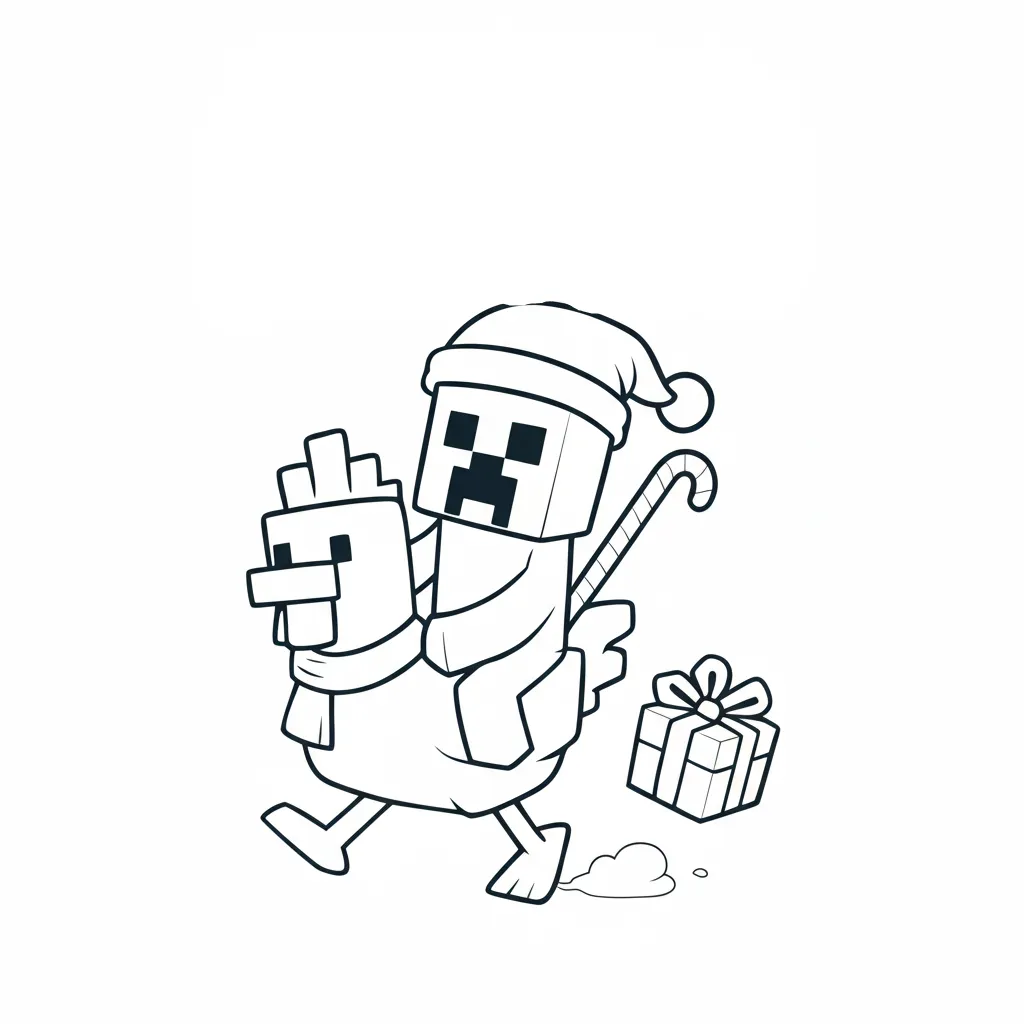 Minecraft de Navidad 16 para colorear gratis