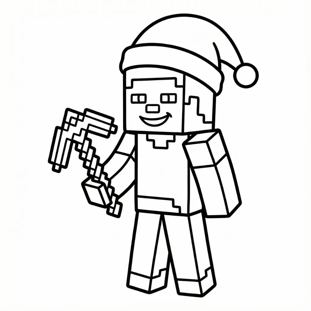 Minecraft de Navidad 18 para colorear para niño para imprimir gratis