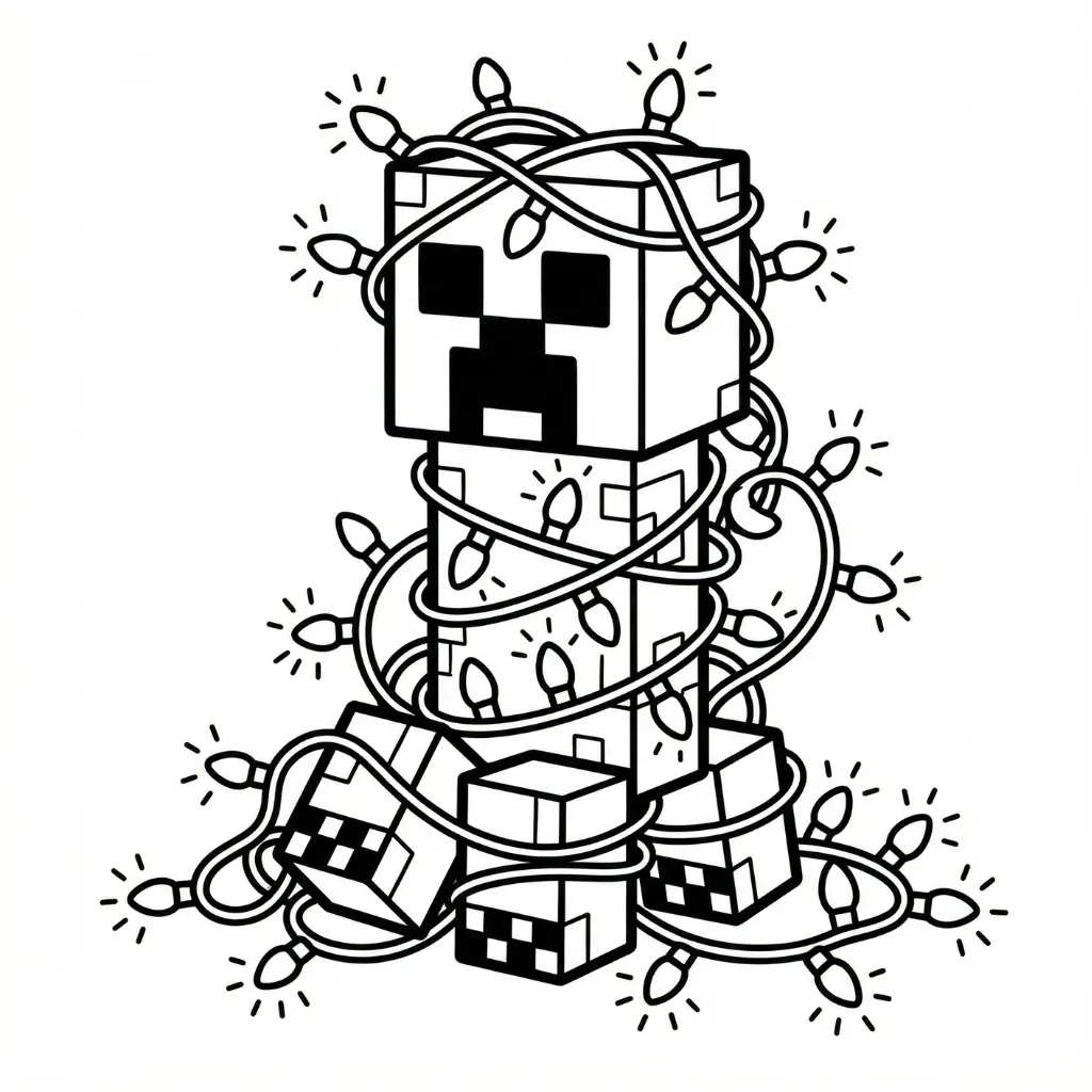 Minecraft de Navidad 4 para colorear para imprimir gratis