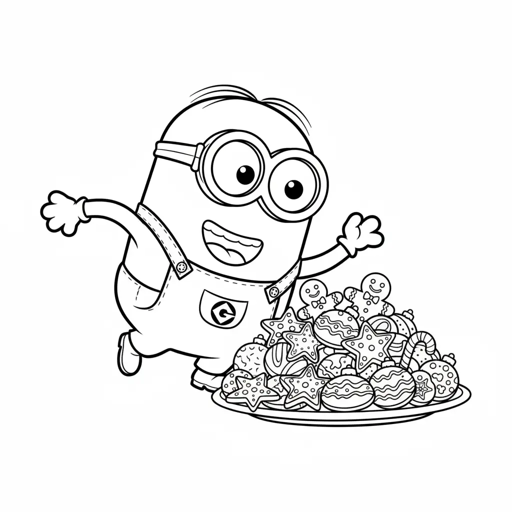 Minion de Navidad para colorear para niño gratis