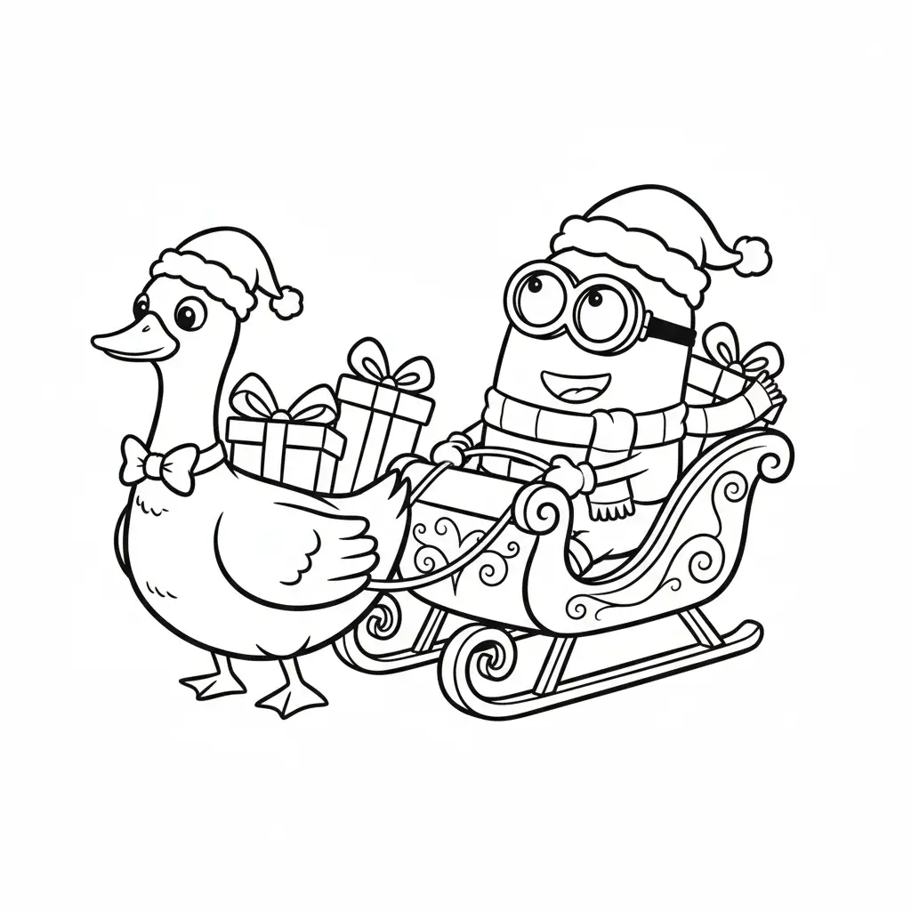 imprimir Minion de Navidad para colorear