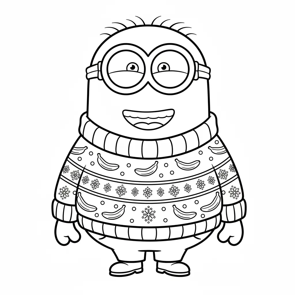 Minion de Navidad para colorear para imprimir para niño de 9 años