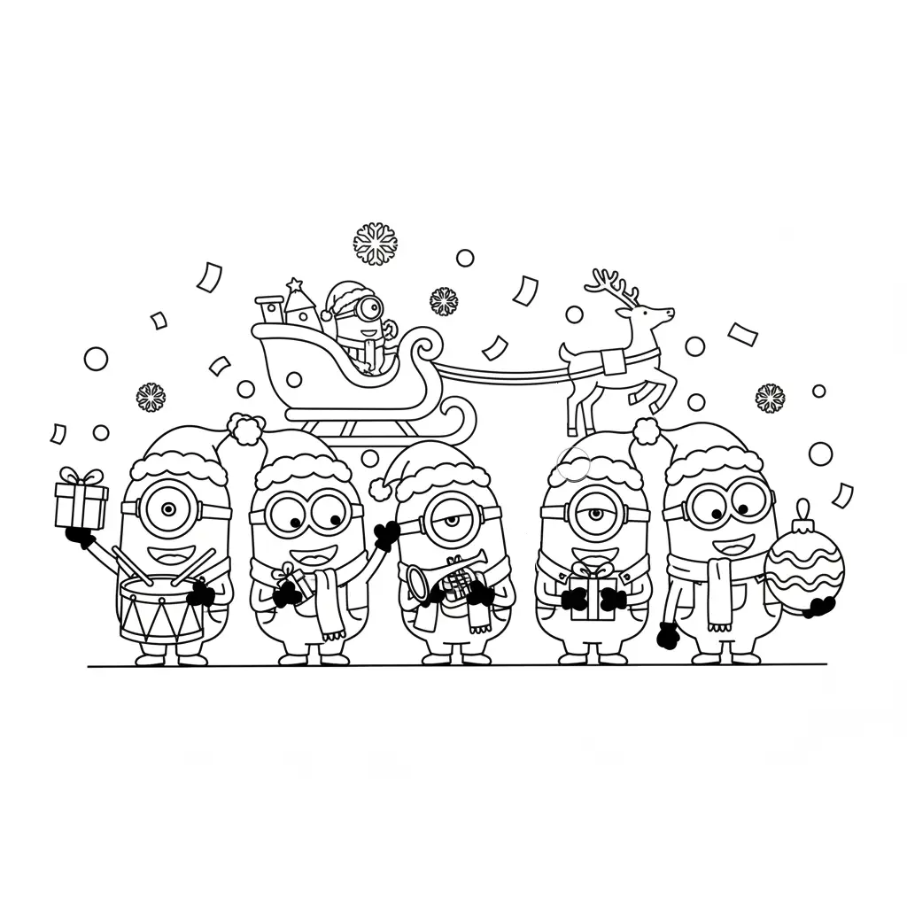 Minion de Navidad para colorear en línea