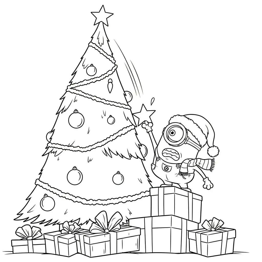 Minion de Navidad para colorear para imprimir pdf gratis 1
