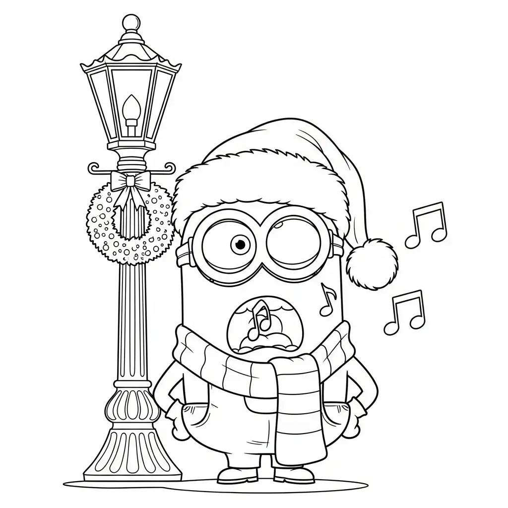 Minion de Navidad para colorear para imprimir para niño de 2 años
