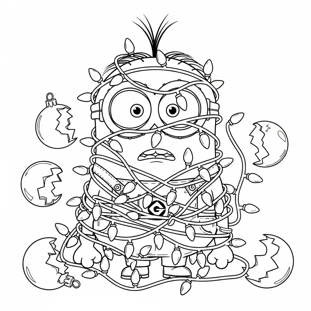 Minion de Navidad para colorear para niño gratis 2