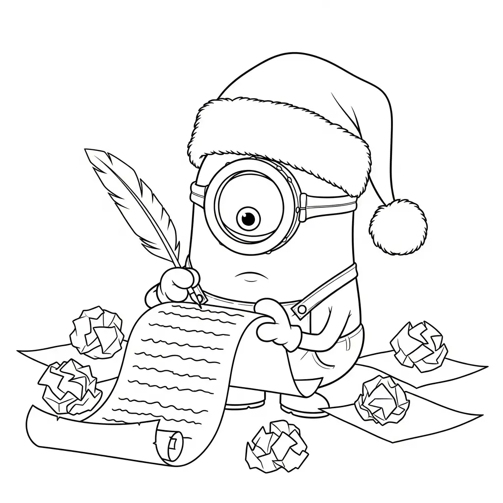 Minion de Navidad para colorear para niño gratis 3