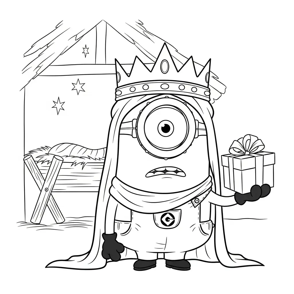 Minion de Navidad para colorear para niño de para imprimir 1