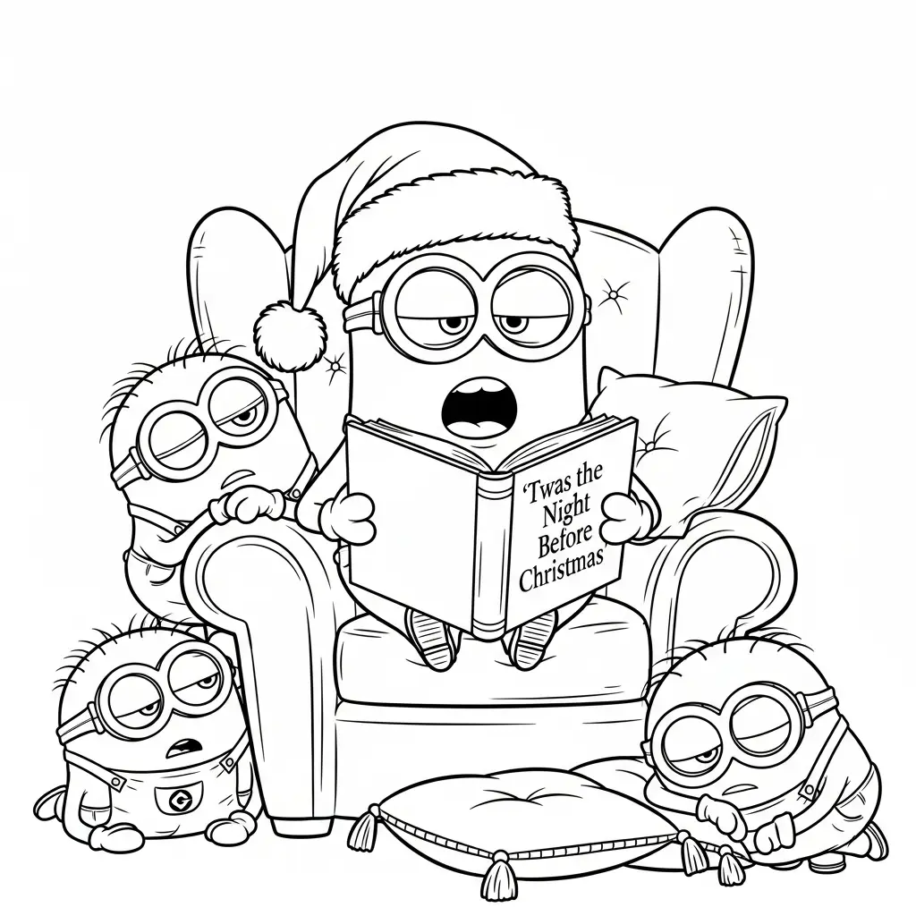 Minion de Navidad para colorear y dibujo para imprimir