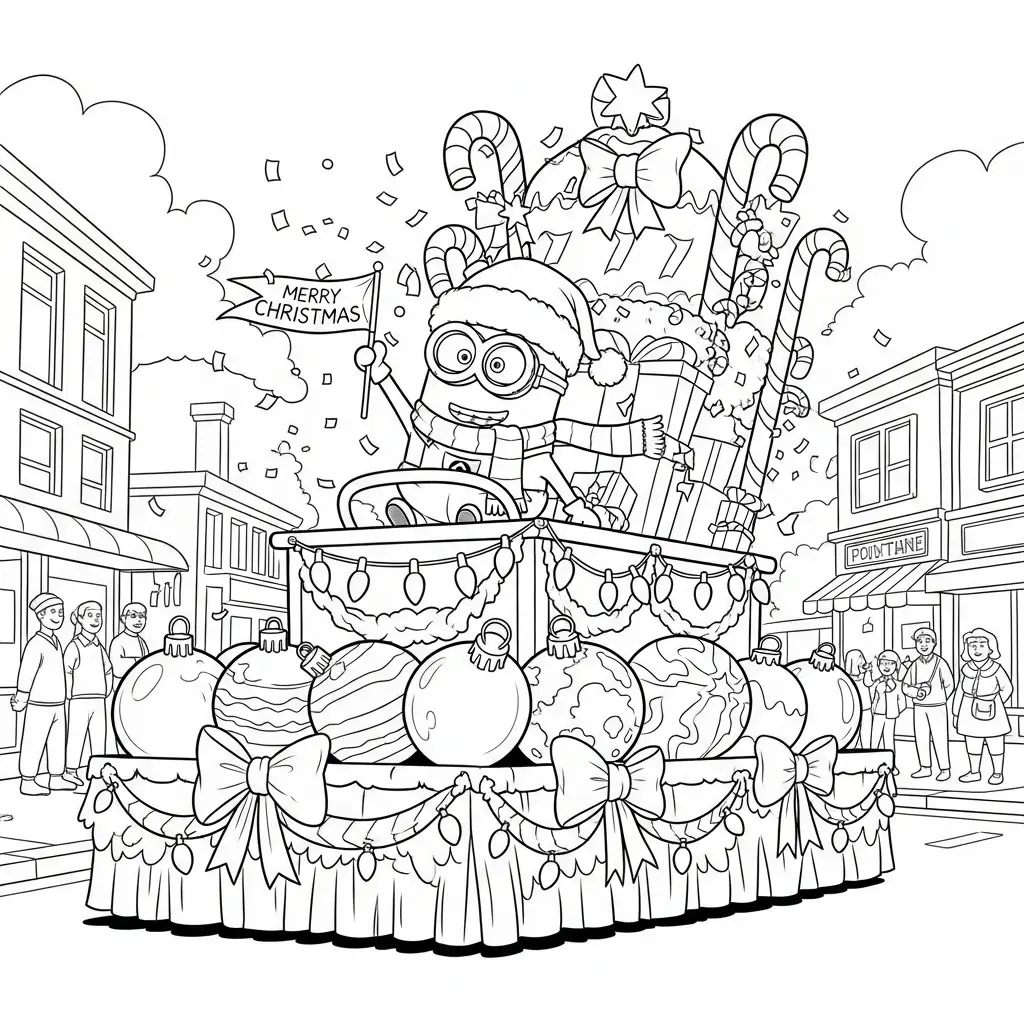 Minion de Navidad para colorear y dibujo para imprimir 1