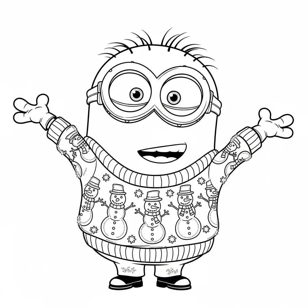 Minion de Navidad para colorear y recortar