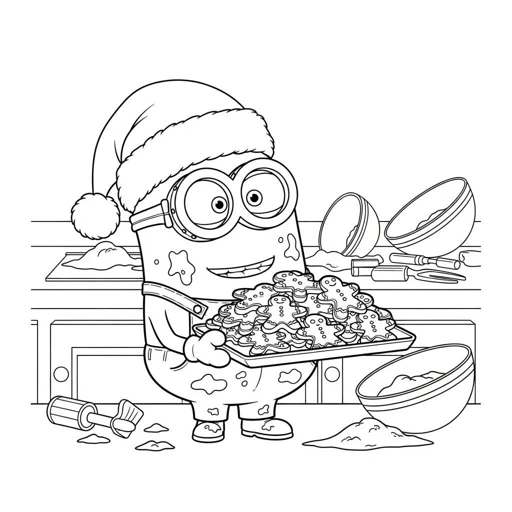 Minion de Navidad para colorear para niño para imprimir gratis 2