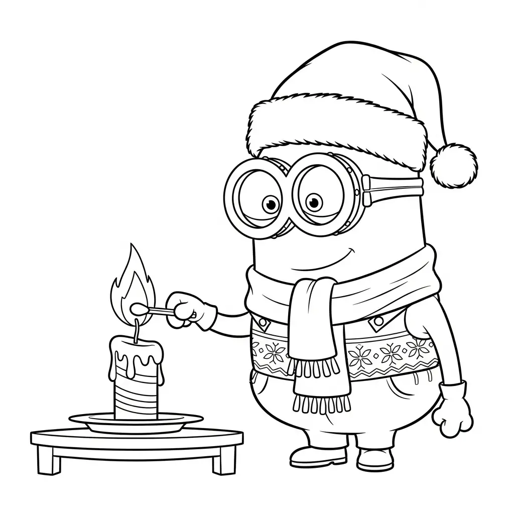 Minion de Navidad para colorear para imprimir para niño de 3 años 1