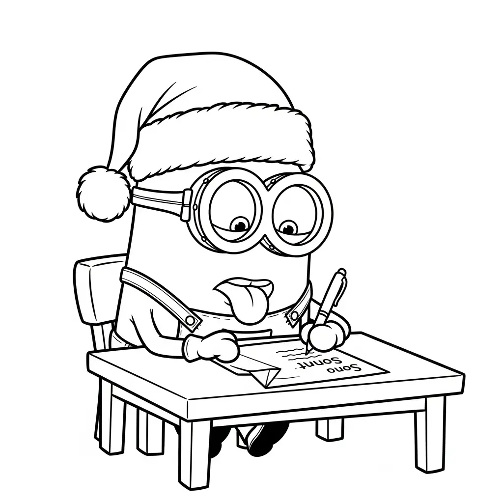 Minion de Navidad para colorear para niño para imprimir