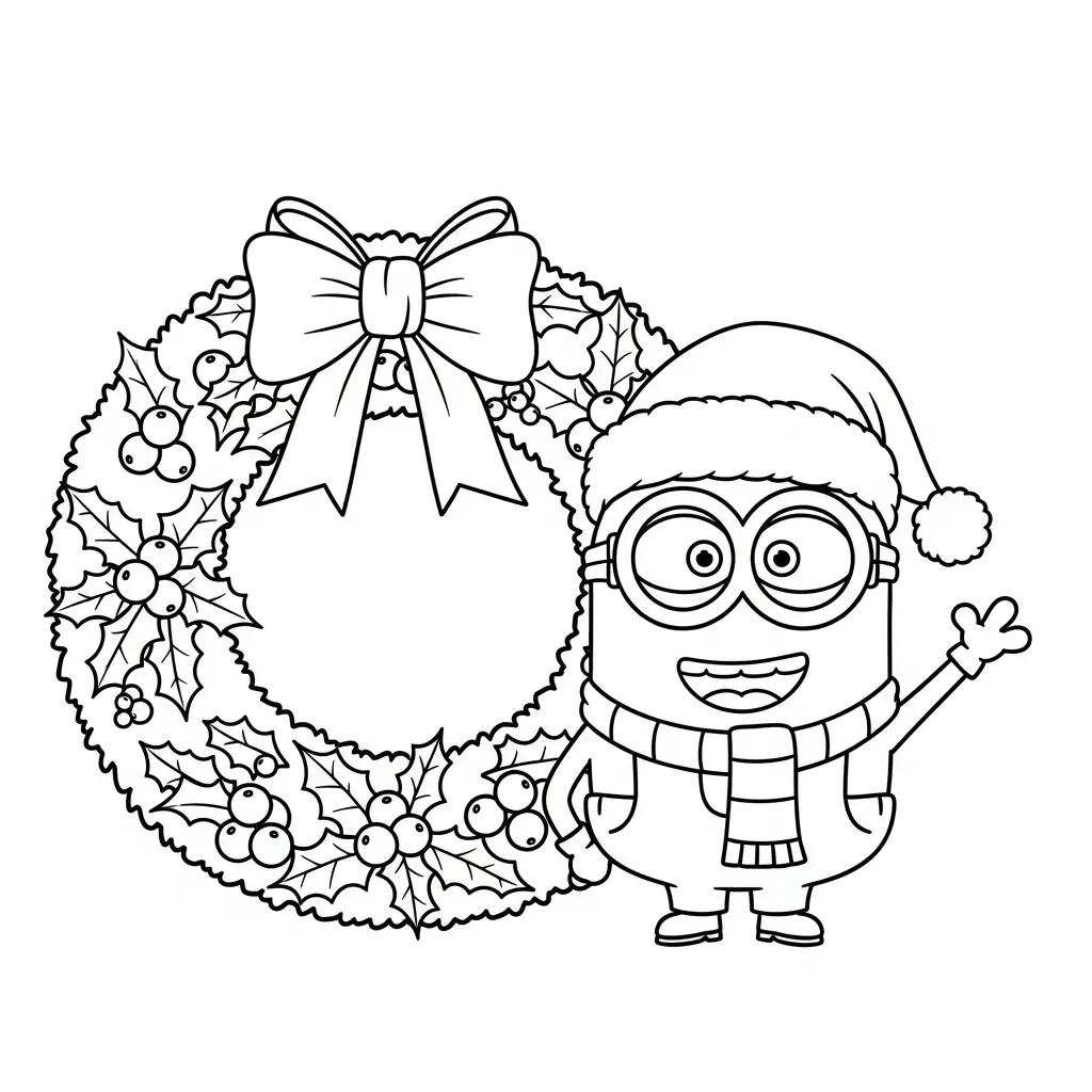 Minion de Navidad para colorear para niño de 4 años