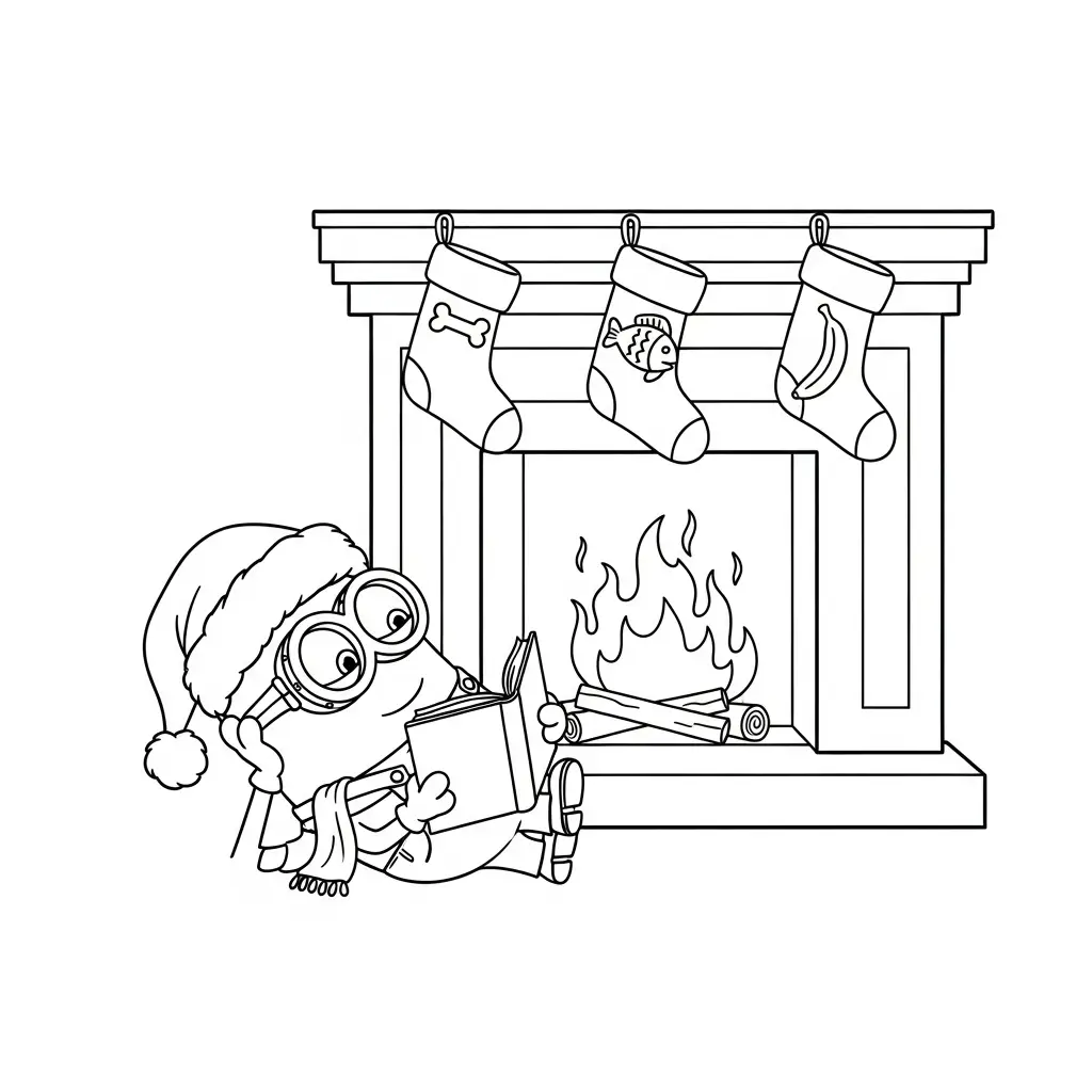 Minion de Navidad para colorear de para niños