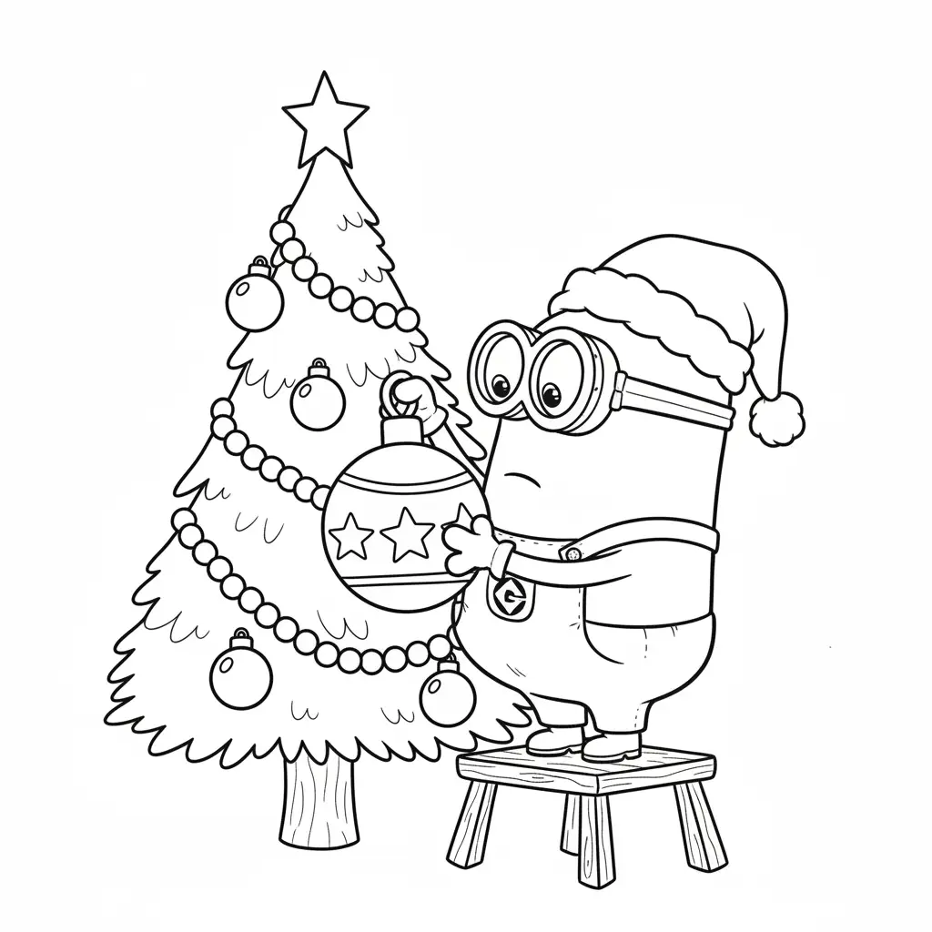 Minion de Navidad para colorear en línea para niño