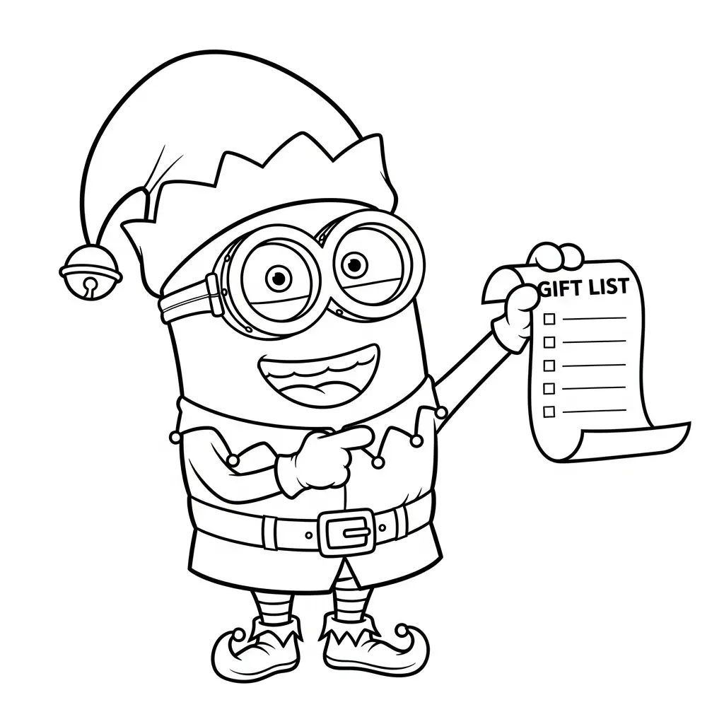 Minion de Navidad para colorear y dibujo para imprimir 2